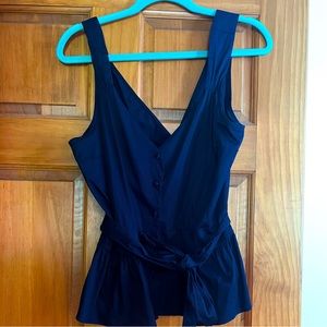 Navy Blue button up tank with tie. Excellent condition worn once.